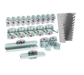 Werkzeughalterset, Hakenset, 20-teilig, für Lochplatten, Schraubsystem, Farbe wählbar