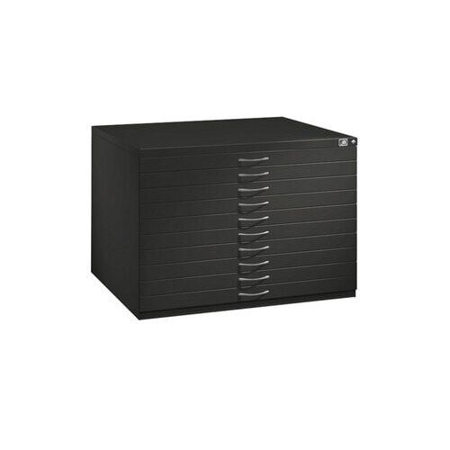 Zeichenschrank, Planschrank, Architektenschrank, Flachablageschrank, DIN A0, 10 Schubladen, Farbe lichtgrau, 760 x 1.350 x 960 mm (HxBxT)