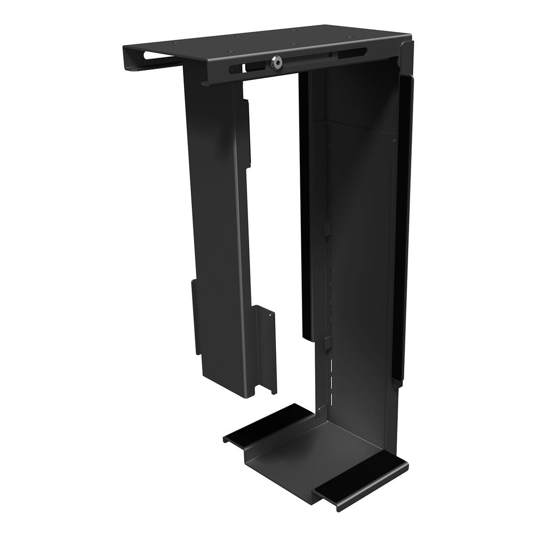 Computerhalterung - Computergehäuse-Halterung - PC-Halter - verstellbar - Farbe schwarz - Stahl - 627 x 335 x 203 mm (HxBxT)
