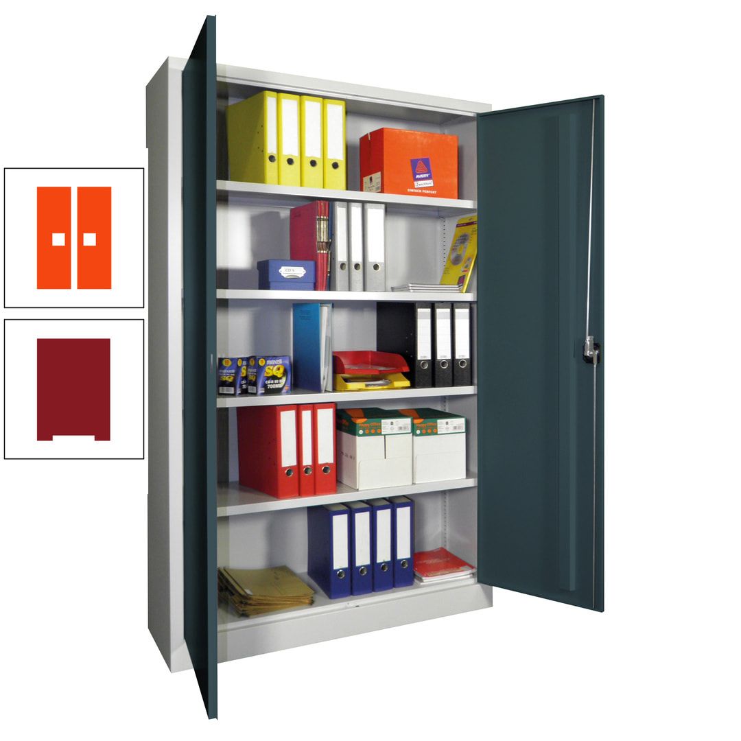 Aktenschrank - Vollblechtüren - 1.950x1.200x400 mm (HxBxT) - 4 Einlegeböden verzinkt - Zylinderschloss - anthrazitgrau