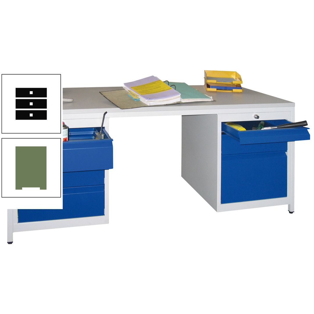 Meisterschreibtisch - 6 Schubladen, 75 / 125 / 150 / 175 / 300 mm - 720 x 1.700 x 800 mm (HxBxT) - anthrazitgrau