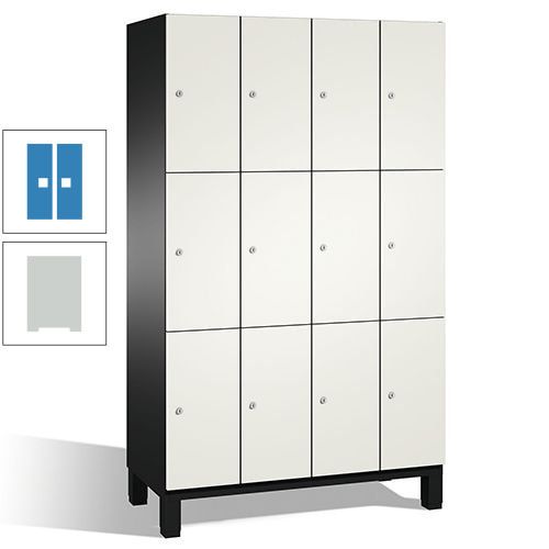 Fächerschrank, Stahlschrank, 12 Fächer, Türöffnungsbegrenzer, mit Füßen, Korpus lichtgrau, Tür anthrazitgrau, 1.980 x 1.200 x 525 mm (HxBxT)