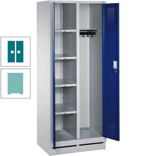 Mehrzweckschrank, Doppeltüren, Füße, 2 Abteile a 300 mm, Korpus anthrazitgrau, Tür anthrazitgrau, 1.800 x 600 x 500 mm (HxBxT)