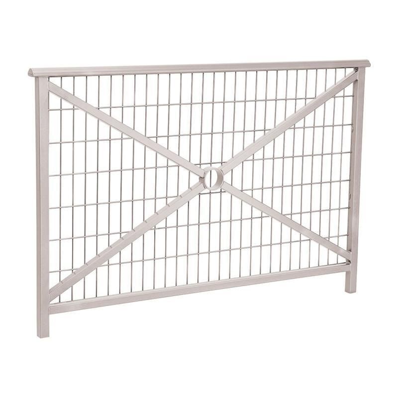 Geländer Kreuz und Gitter - 1.000 x 1.500 mm - abgerundeter Handlauf - Farbe enzianblau - Außengeländer Systemgeländer