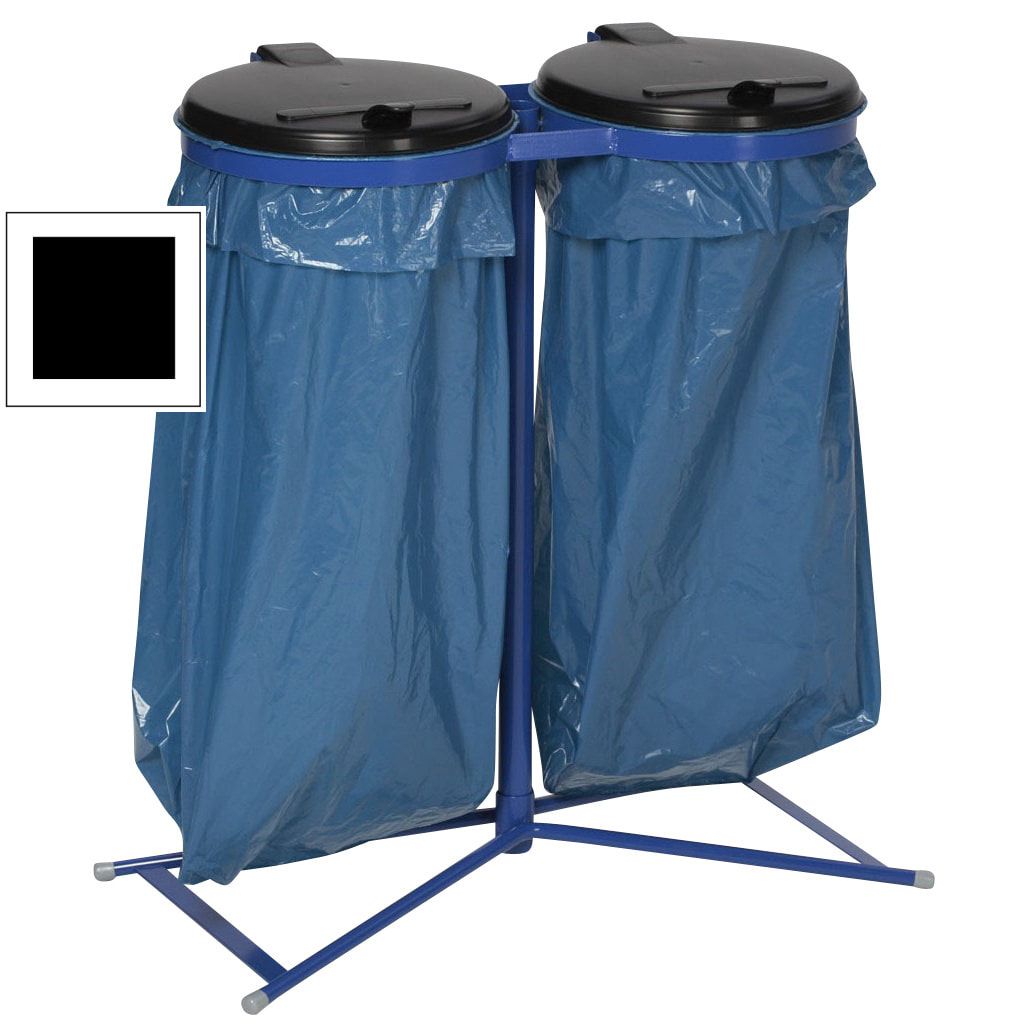 Müllsackhalter zur Wandmontage - für einen 120 l Sack - 400 x 510 mm (BxT) - enzianblau - Deckel Feuerverzinkt