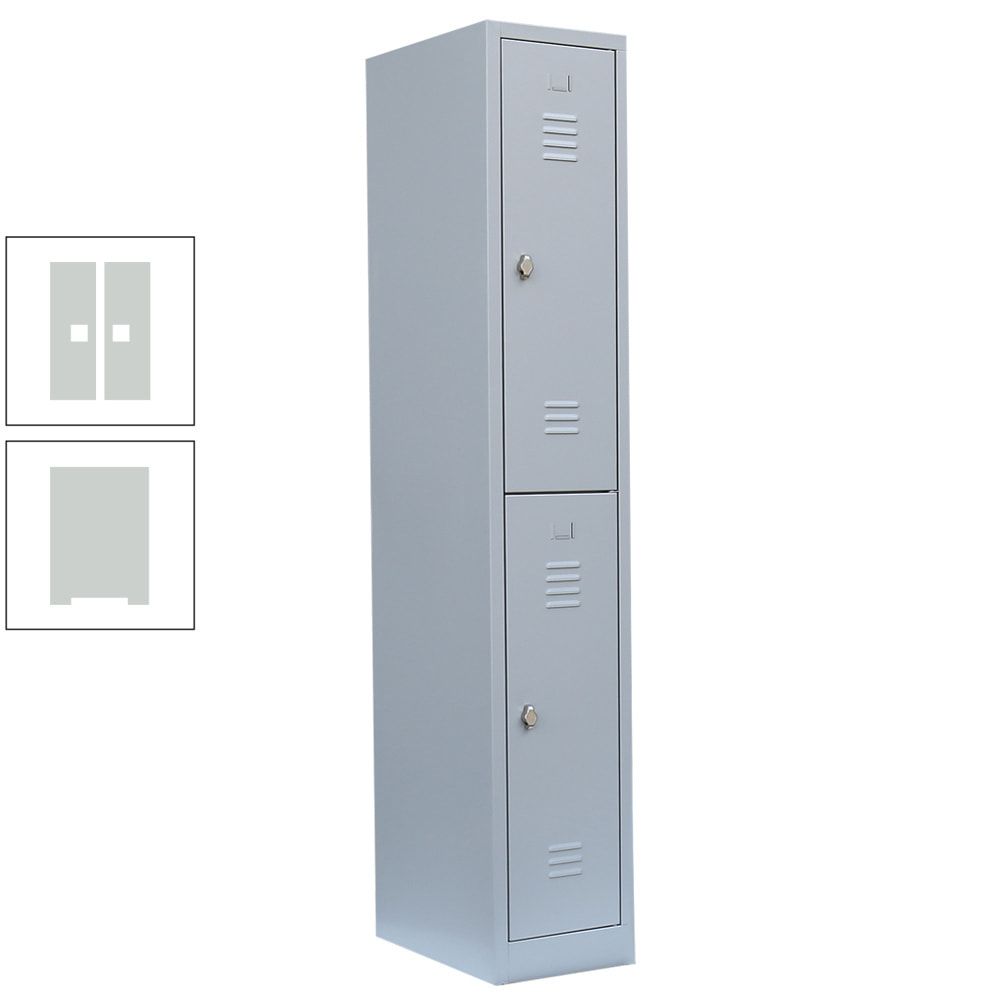 Garderobenschrank, Doppelstockspind, 1 Abteil, 2 Fächer, 1.800 x 315 x 500 mm (HxBxT), Stahl, Drehriegel, Korpus: lichtgrau, Front: anthrazitgrau