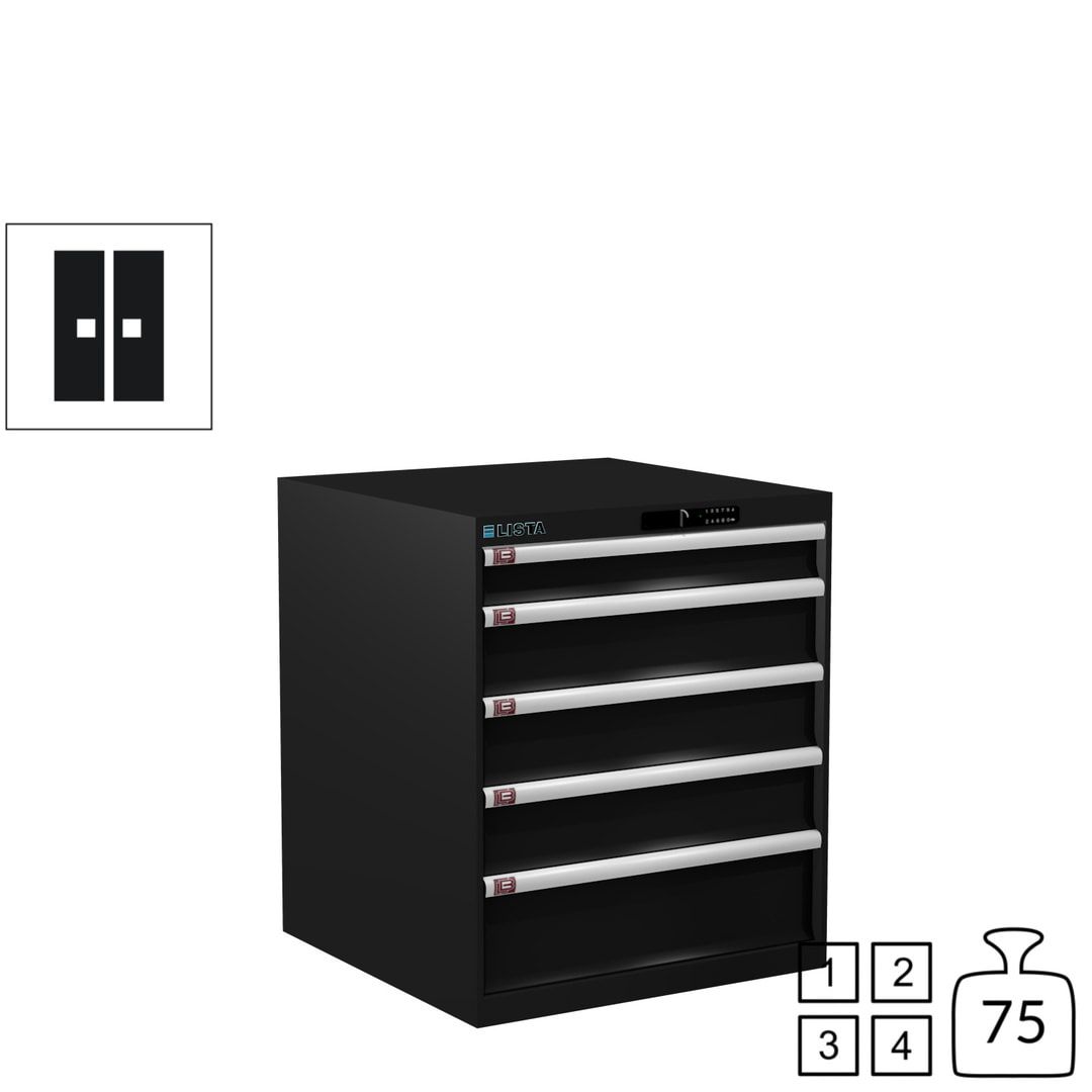 Lista Schubladenschrank - 14.410.010 - 850x717x725 mm (HxBxT) - 5 Schubladen - 75 kg - Key Lock - lichtblau (RAL 5012)
