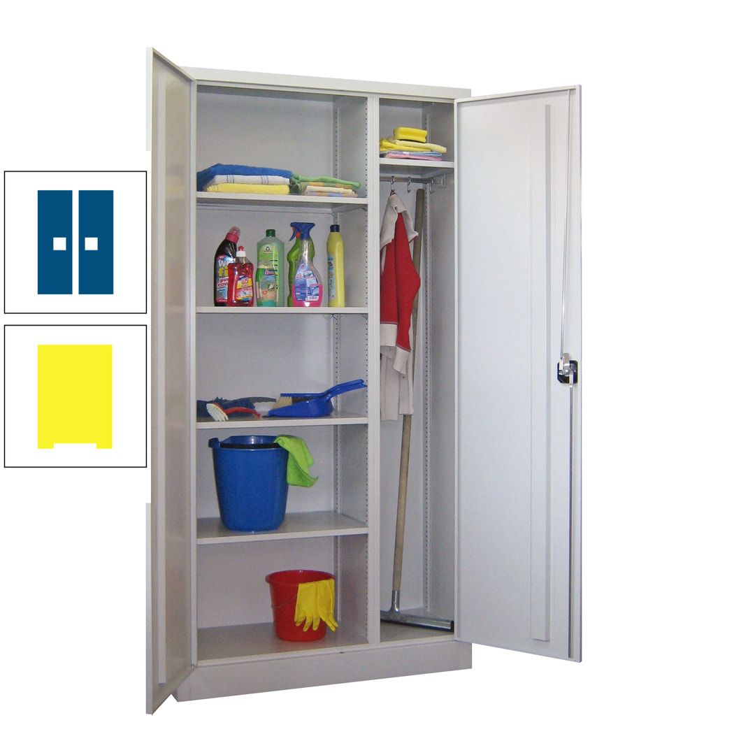 Putzschrank mit Trennwand - 1.950x1.000x400 mm (HxBxT) - Böden pulverbeschichtet - anthrazitgrau