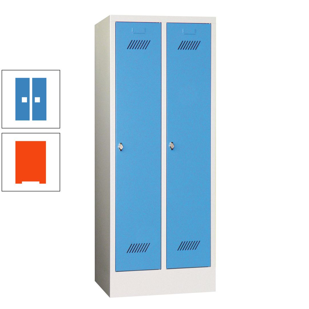 Spindschrank f. Schulen - mit Sockel - Höhe 1.600 mm - 2 Abteile a 300 mm - Drehriegel - anthrazitgrau