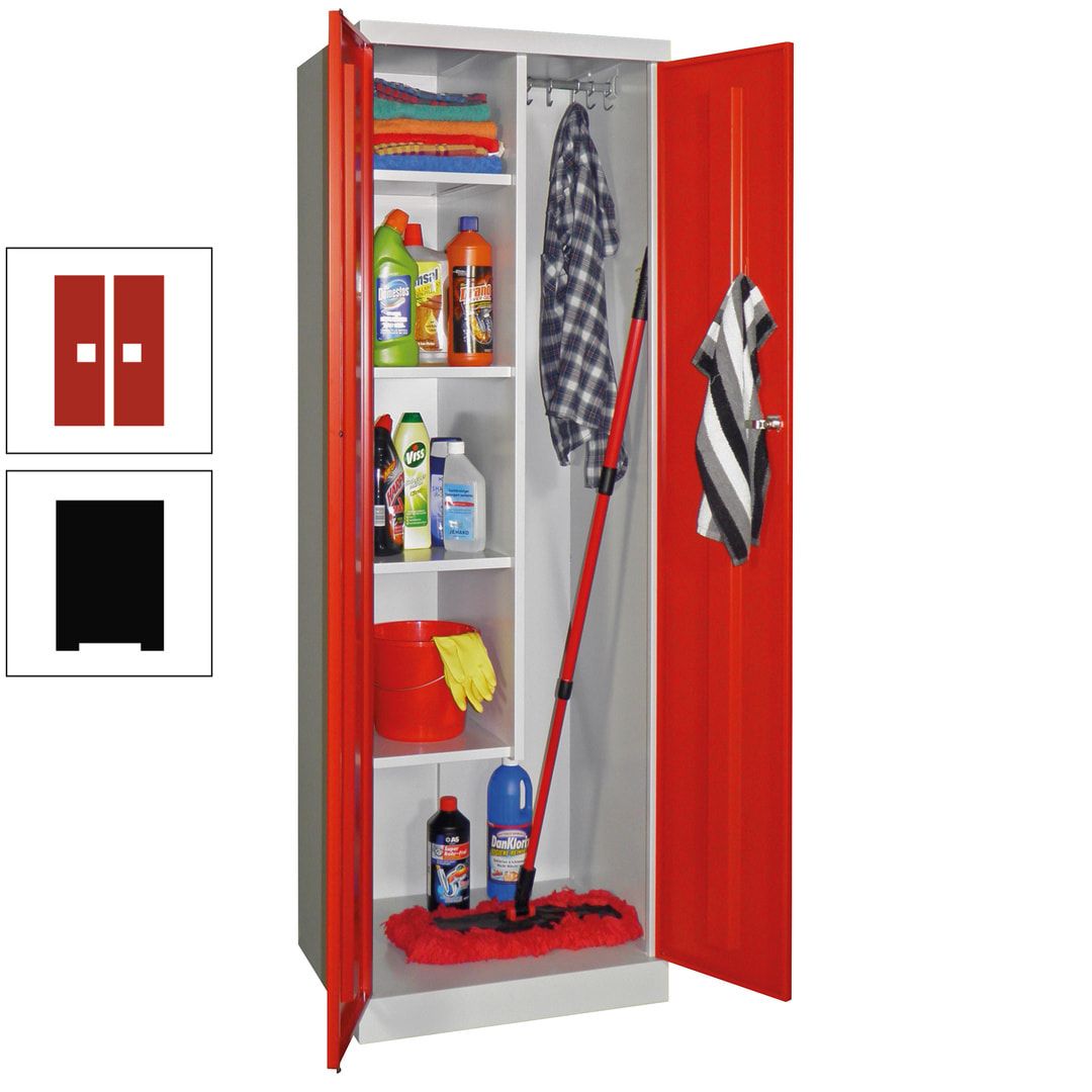 Putzschrank mit Sockel - 1 Abteil mit Trennwand - 1.800x600x500 mm (HxBxT) - Zylinderschloss - anthrazitgrau
