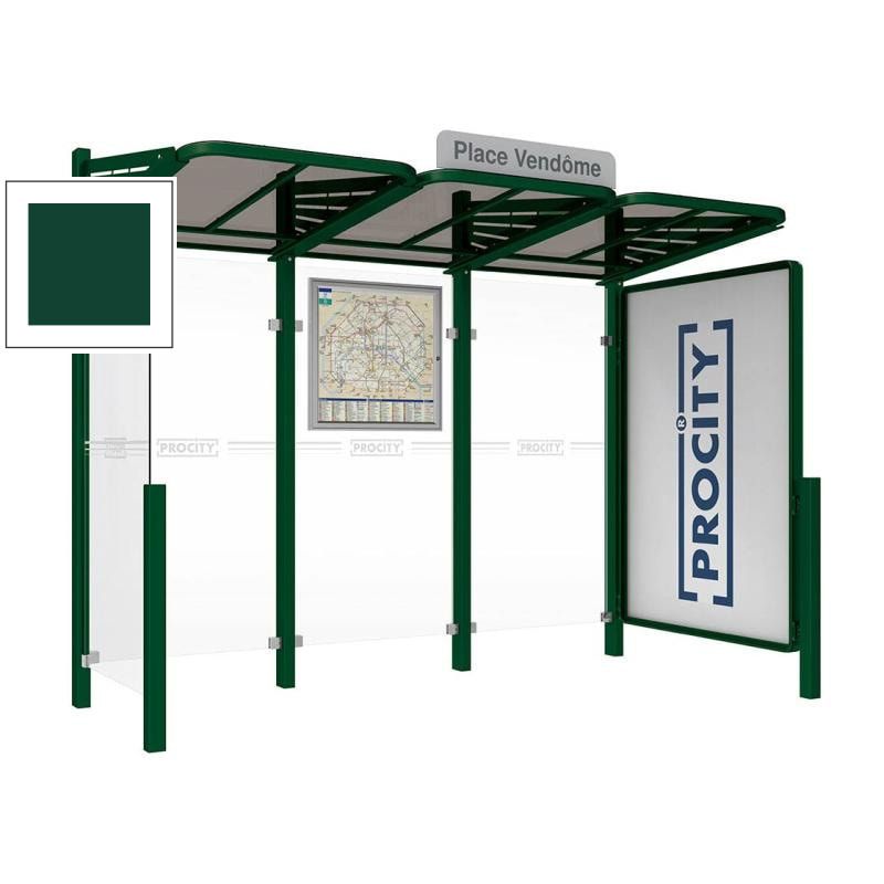 Buswartehalle - Unterstand - modular - Fahrplankasten - Haltestellenschild - Seitenwand - Schaukasten - 2.200 x 3.000 x 1.500 mm (HxBxT) - enzianblau