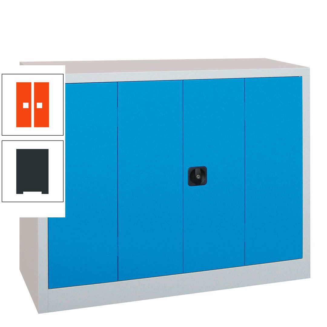 Falttürenschrank - 1.000x1.200x400 mm (HxBxT) - 2 Einlegeböden, gepulvert - Zylinderschloss - anthrazitgrau