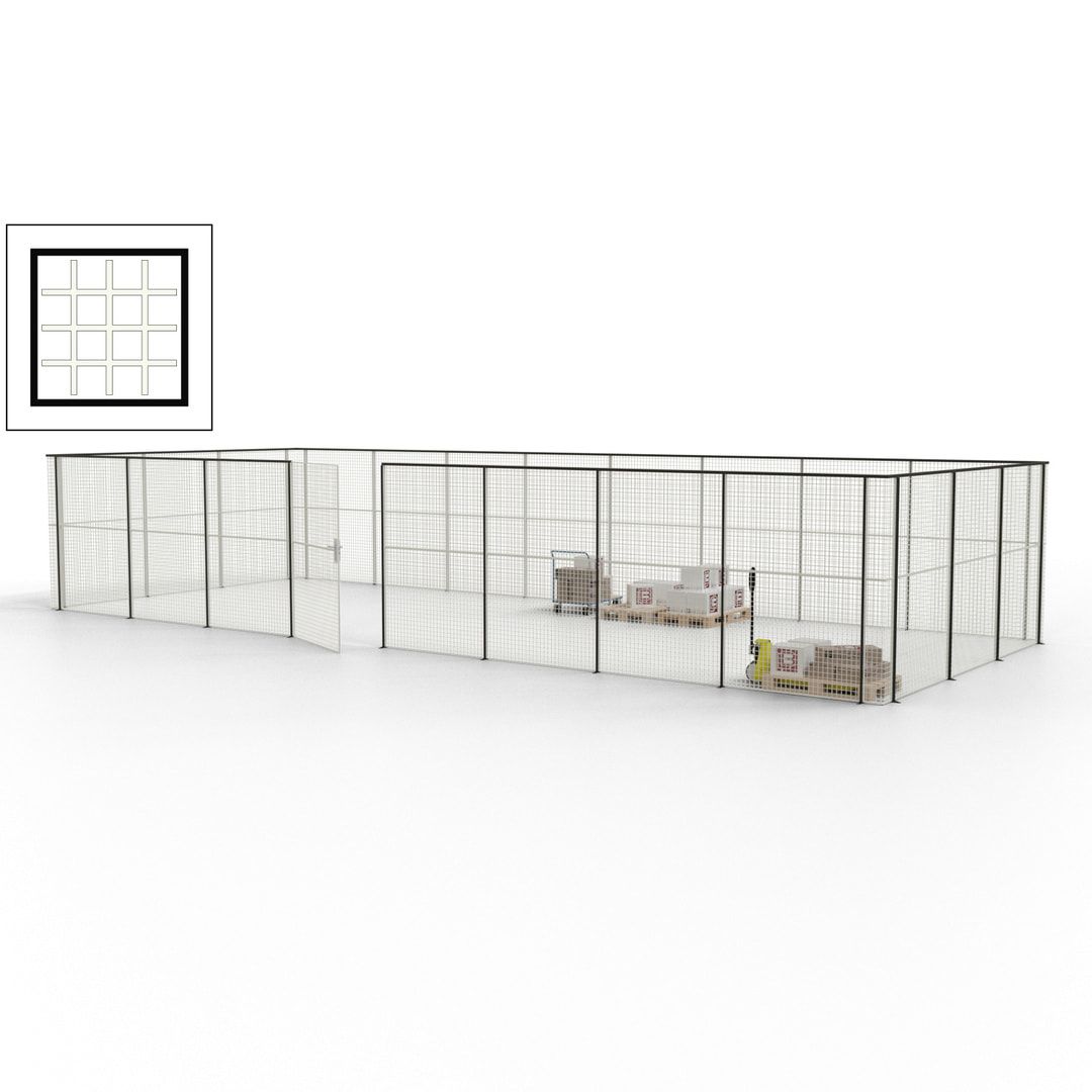 Maschinen Schutzgitter - Hallentrennwand - Sicherheitszaun - Tür - 33 m - 2.200 x 12.400 x 4.900 mm (HxBxT) - enzianblau