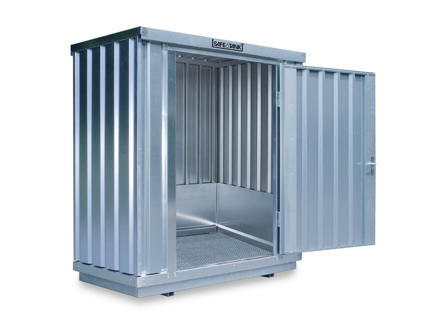 Gefahrstoffcontainer - Gefahrstoffdepot - 2.300 x 2.100 x 1.140 mm (HxBxT) - Auffangvolumen 275 l - Doppelflügeltür