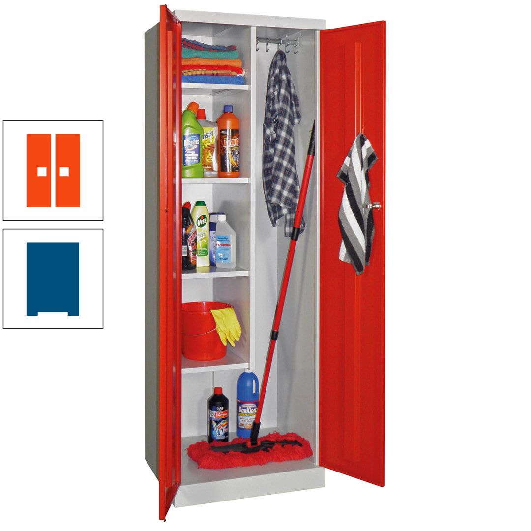 Putzschrank mit Sockel - 1 Abteil mit Trennwand - 1.800x600x500 mm (HxBxT) - Zylinderschloss - anthrazitgrau