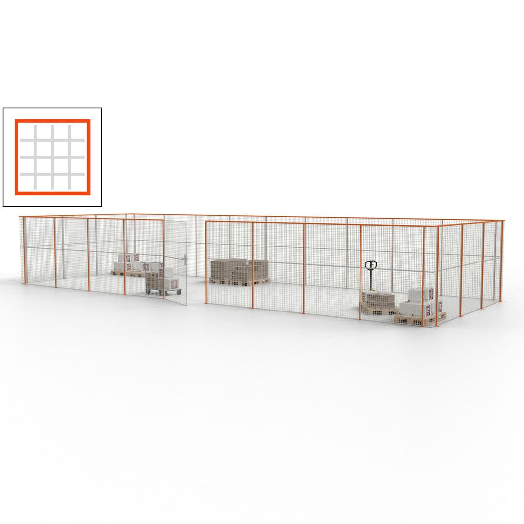 Maschinen Schutzgitter - Hallentrennwand - Sicherheitszaun - Tür - 36 m - 2.200 x 13.900 x 4.900 mm (HxBxT) - enzianblau