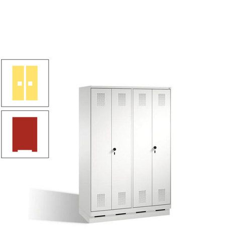 Doppel-Spind, Doppeltüren, Garderobenschrank mit Sockel, 4 Abteile a 300 mm, Korpus anthrazitgrau, Tür anthrazitgrau, 1.800 x 1.200 x 500 mm (HxBxT)