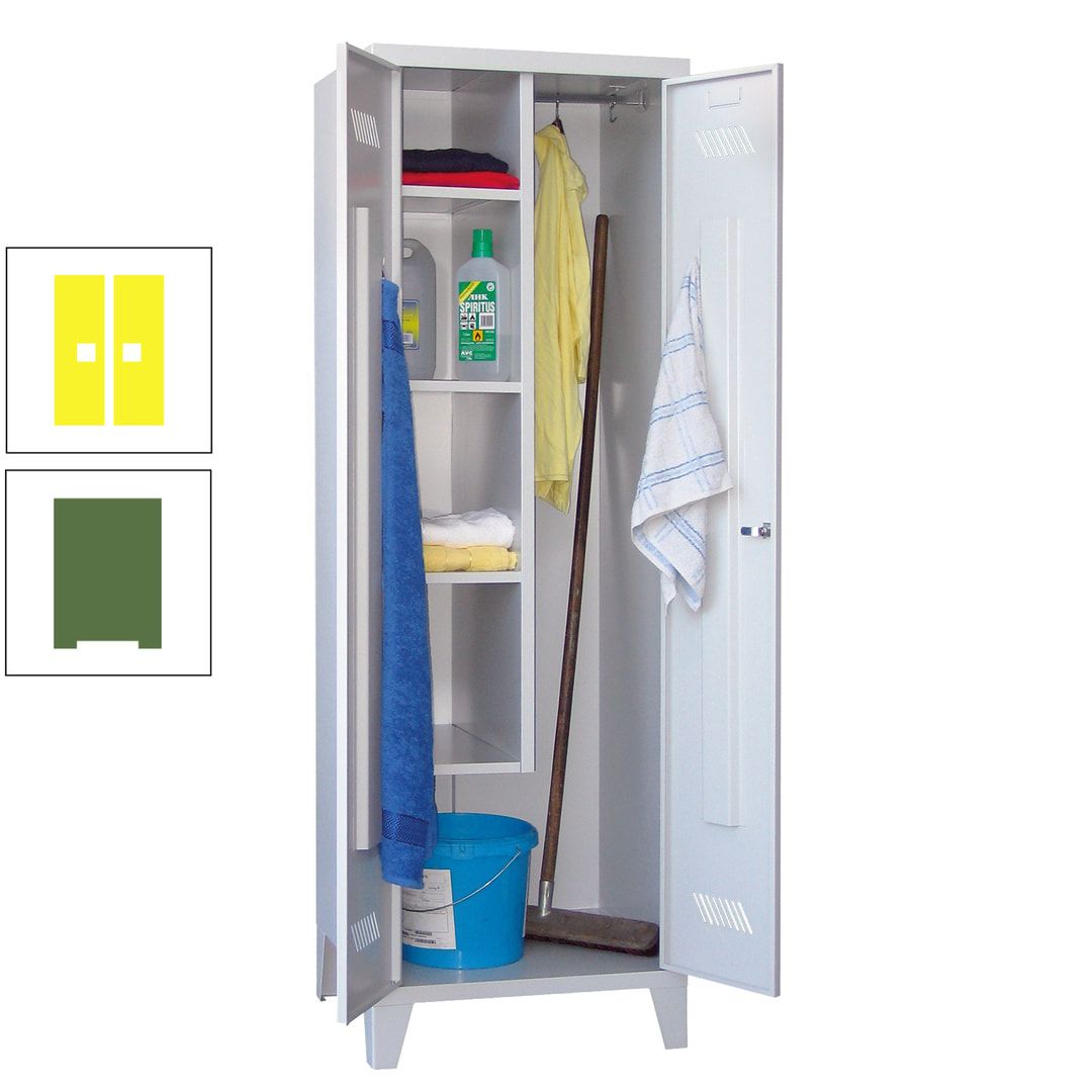 Putzschrank mit Füßen - 1 Abteil mit Trennwand - 1.850x600x500 mm (HxBxT) - Drehriegel - anthrazitgrau