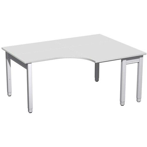 Eckschreibtisch, Eckteil 800 mm, rechts, einseitig verkürzt, 4-Fuß Quadrat Pro, höhenverstellbar, 680-800 x 1.600 x 1.200 mm (HxBxT), Dekor Ahorn