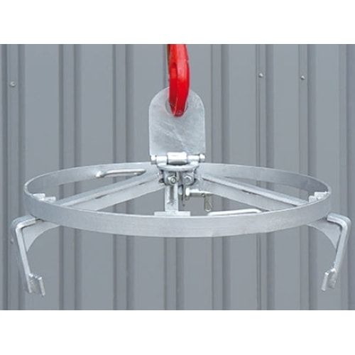 Eichinger Fasstraverse für Kran, Traglast 300 kg, Spannbereich 540 - 600 mm, stehende 200 l Fässer, 3-Punkt-Halterung, Farbe anthrazitgrau (RAL 7016)