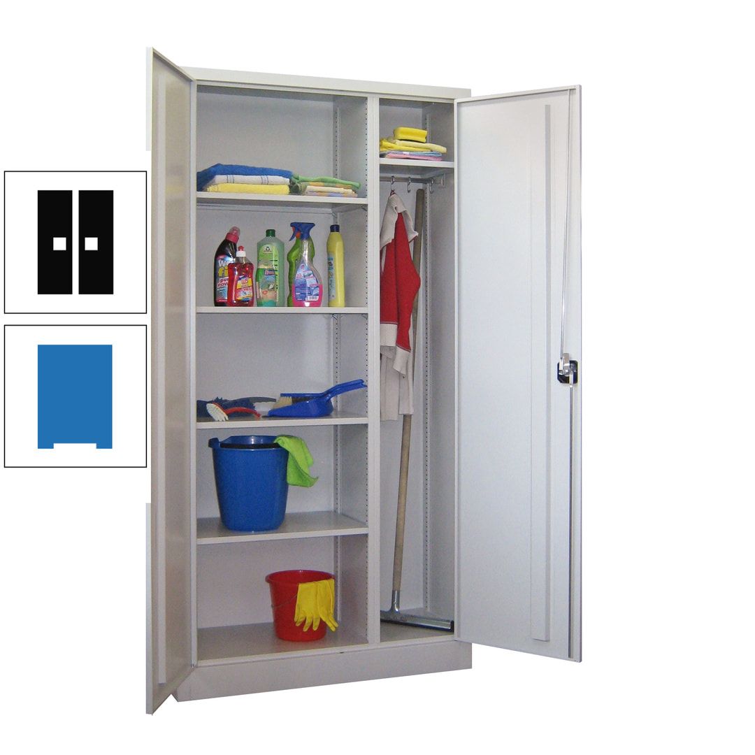 Putzschrank mit Trennwand - 1.950x1.000x400 mm (HxBxT) - Böden pulverbeschichtet - anthrazitgrau