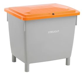 HDPE Universalbehälter für Streugut und andere Stoffe, robust und abschließbar, Volumen wählbar, grau/orange