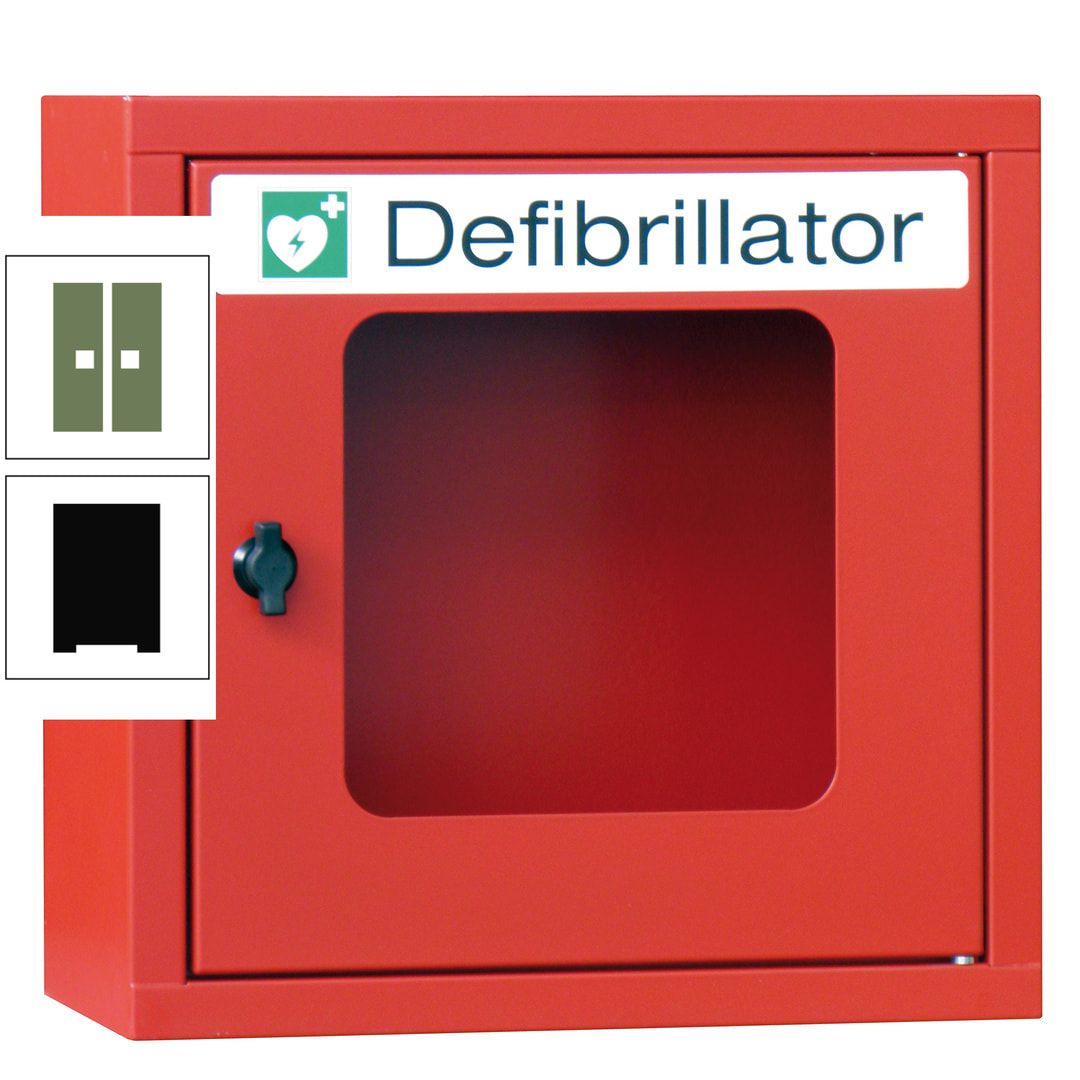 Defibrillatorenschrank - 400 x 400 x 200 mm (HxBxT) - Sichtfenster - anthrazitgrau