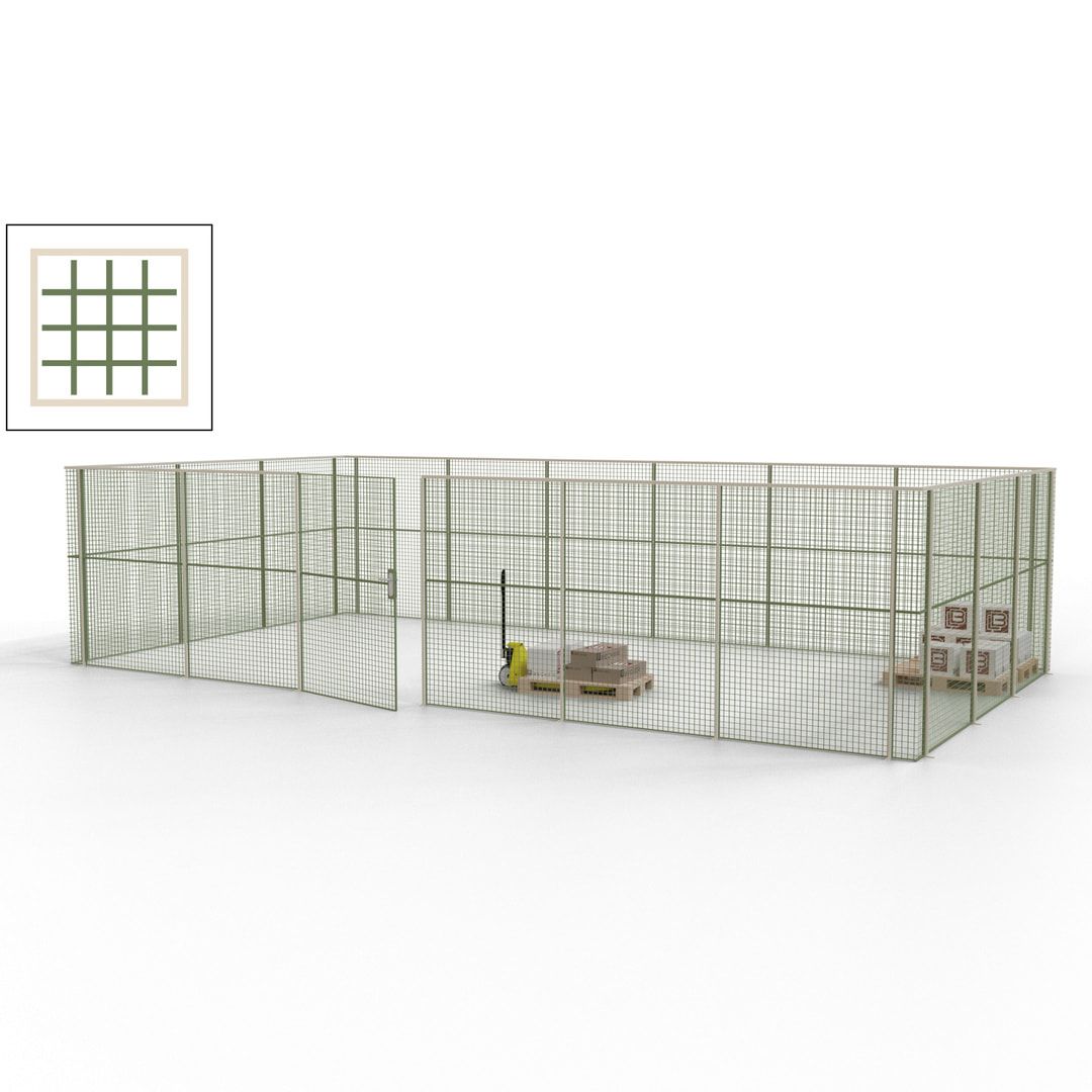 Maschinen Schutzgitter - Hallentrennwand - Sicherheitszaun - Tür - 27 m - 2.200 x 9.400 x 4.900 mm (HxBxT) - enzianblau