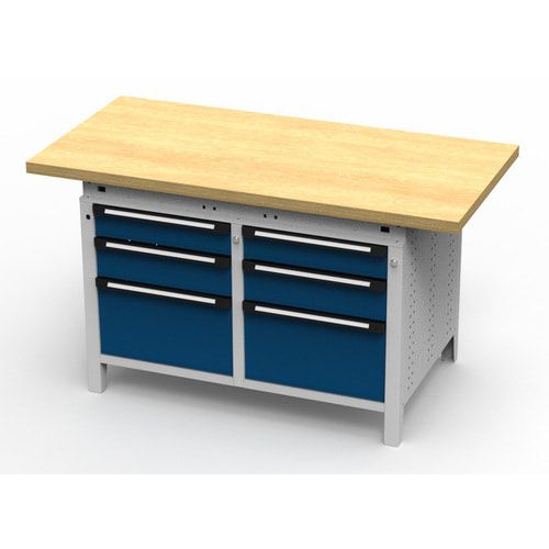 OTTOKIND Werkbank - bündige Arbeitsplatte - 850 x 1.150 x 750 mm (HxBxT) - 6 Schubladen - lichtgrau