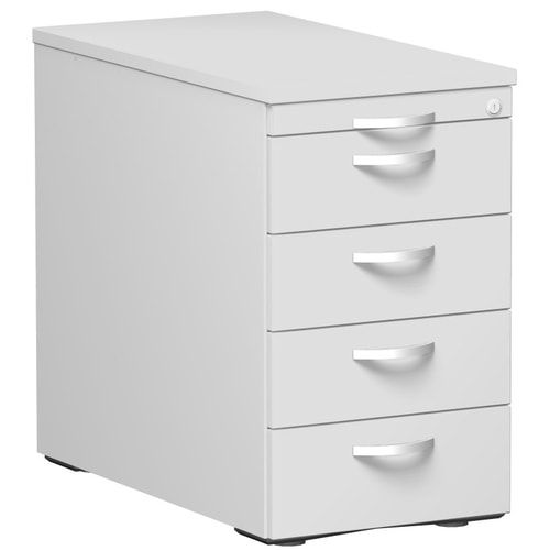 Standcontainer, 4 Schubladen, Ordnungsfach, Zentralverschluss, 720 x 438 x 800 mm (HxBxT), Front Ahorn, Oberboden Ahorn, Korpus Ahorn