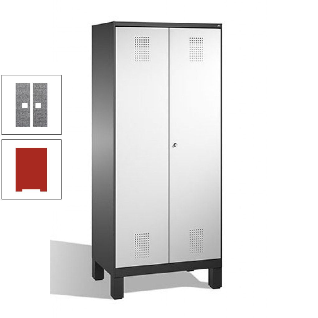 Mehrzweckschrank, Doppeltüren, auf Füßen, 2 Abteile a 400 mm, Korpus anthrazitgrau, Tür anthrazitgrau, 1.850 x 800 x 500 mm (HxBxT)