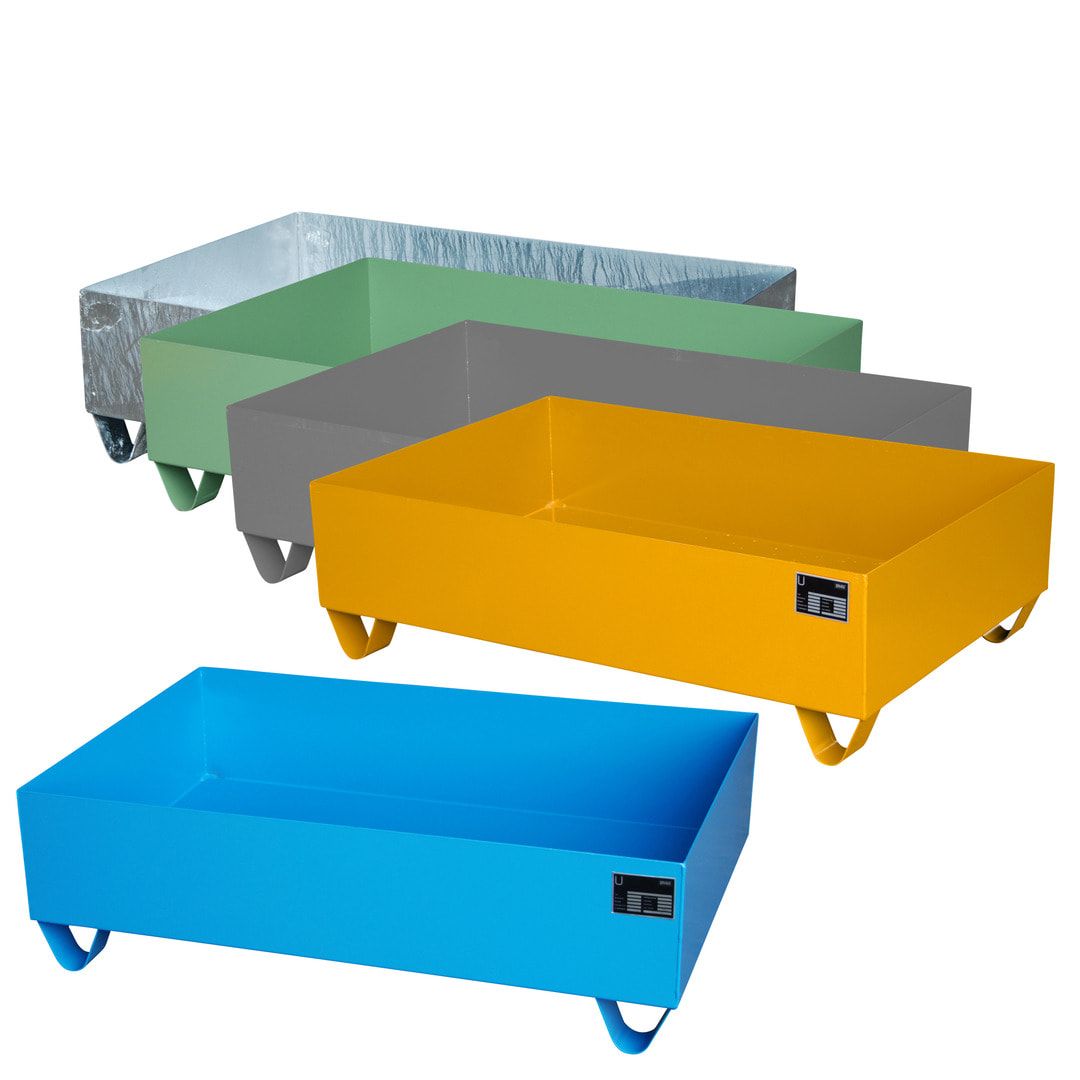 Auffangwanne - 1.200 x 800 mm (BxT) - 224 l - Füße - feuerrot