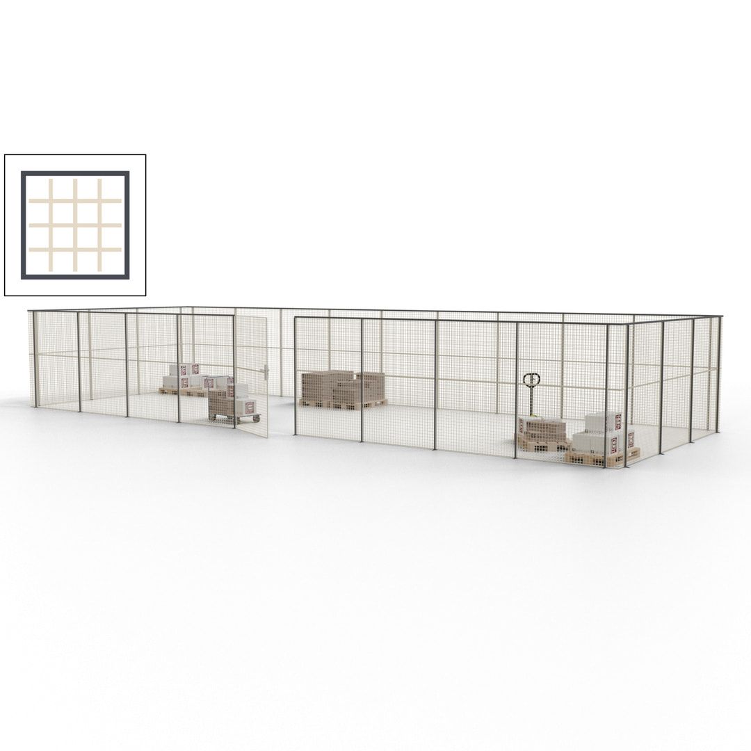 Maschinen Schutzgitter - Hallentrennwand - Sicherheitszaun - Tür - 36 m - 2.200 x 13.900 x 4.900 mm (HxBxT) - enzianblau