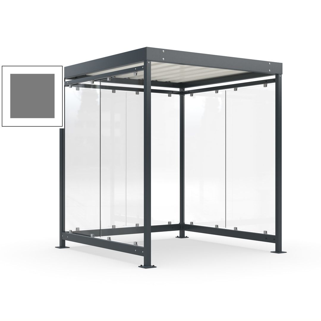 Raucherunterstand, Bushaltestelle, Bausatz, 6-7 Personen, 6 Wände, 2.510 x 2.165 x 2.165 mm (HxBxT), Achatgrau