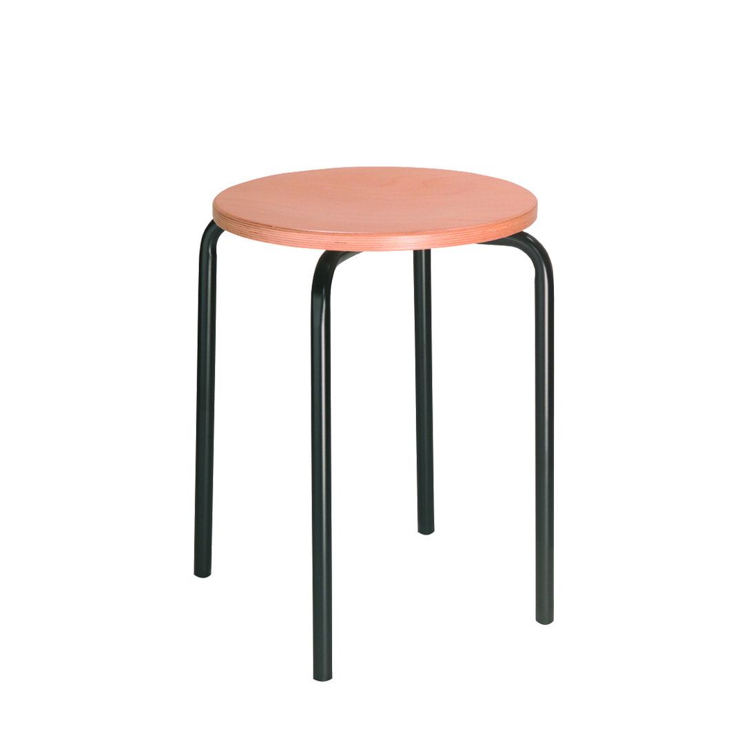 Hocker - Stapelhocker - Sitzhöhe 500 mm - Buche - Stahlrohrgestell lichtgrau
