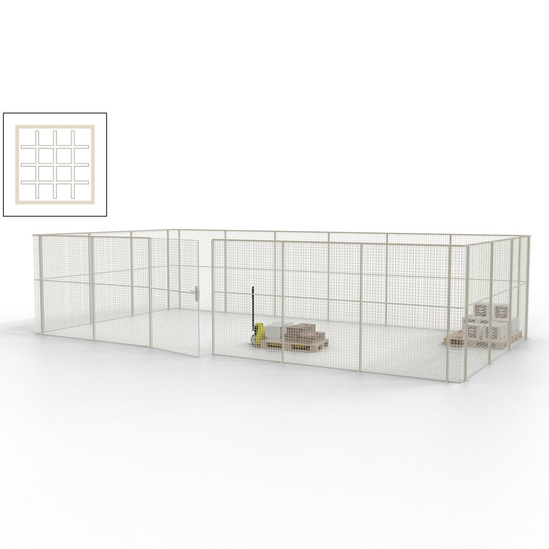 Maschinen Schutzgitter - Hallentrennwand - Sicherheitszaun - Tür - 27 m - 2.200 x 9.400 x 4.900 mm (HxBxT) - enzianblau