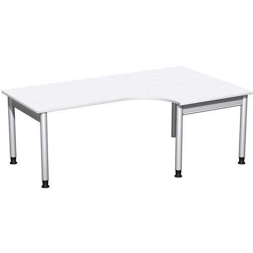 Eckschreibtisch, Eckteil 800 mm, rechts, Füße einseitig verkürzt, 4-Fuß Pro, höhenverstellbar, 680-800 x 1.600 x 1.200 mm (HxBxT), Dekor Ahorn