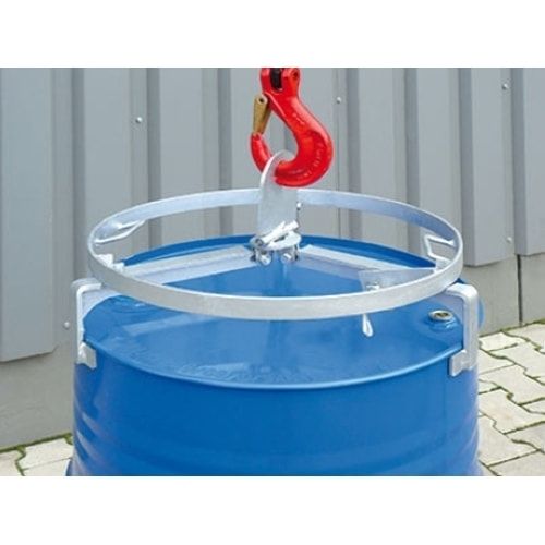 Eichinger Fasstraverse für Kran, Traglast 300 kg, Spannbereich 540 - 600 mm, stehende 200 l Fässer, 3-Punkt-Halterung, Farbe anthrazitgrau (RAL 7016)