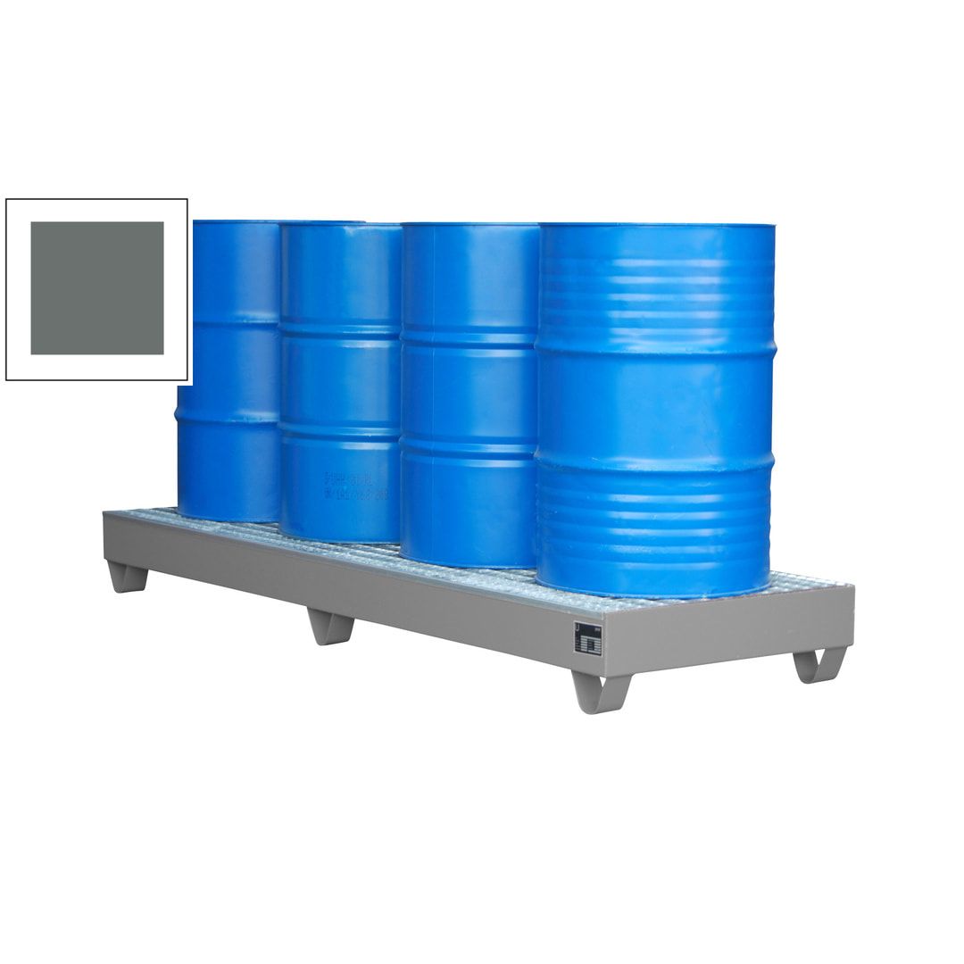 Auffangwanne - 2.400 x 800 mm (BxT) - 222 l - Füße - Gitterrost - feuerrot