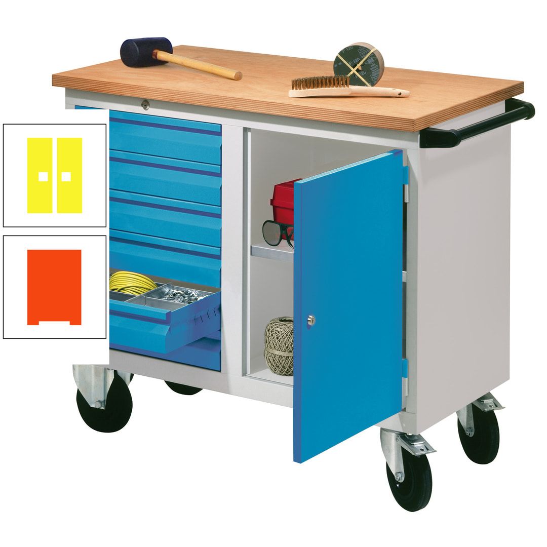 Mobile Werkbank - Werkstattwagen - 915 x 1.090 x 600 mm - 6 Schubladen und Schrankfach - anthrazitgrau