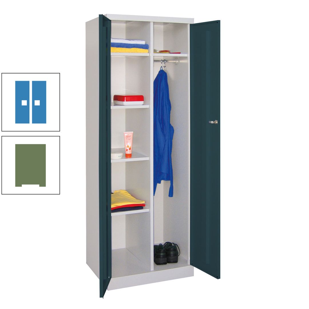 Kleiderschrank mit Sockel - Spind - 1 Abteil mit Trennwand - 1.800x600x500 mm (HxBxT) - Zylinderschloss - anthrazitgrau