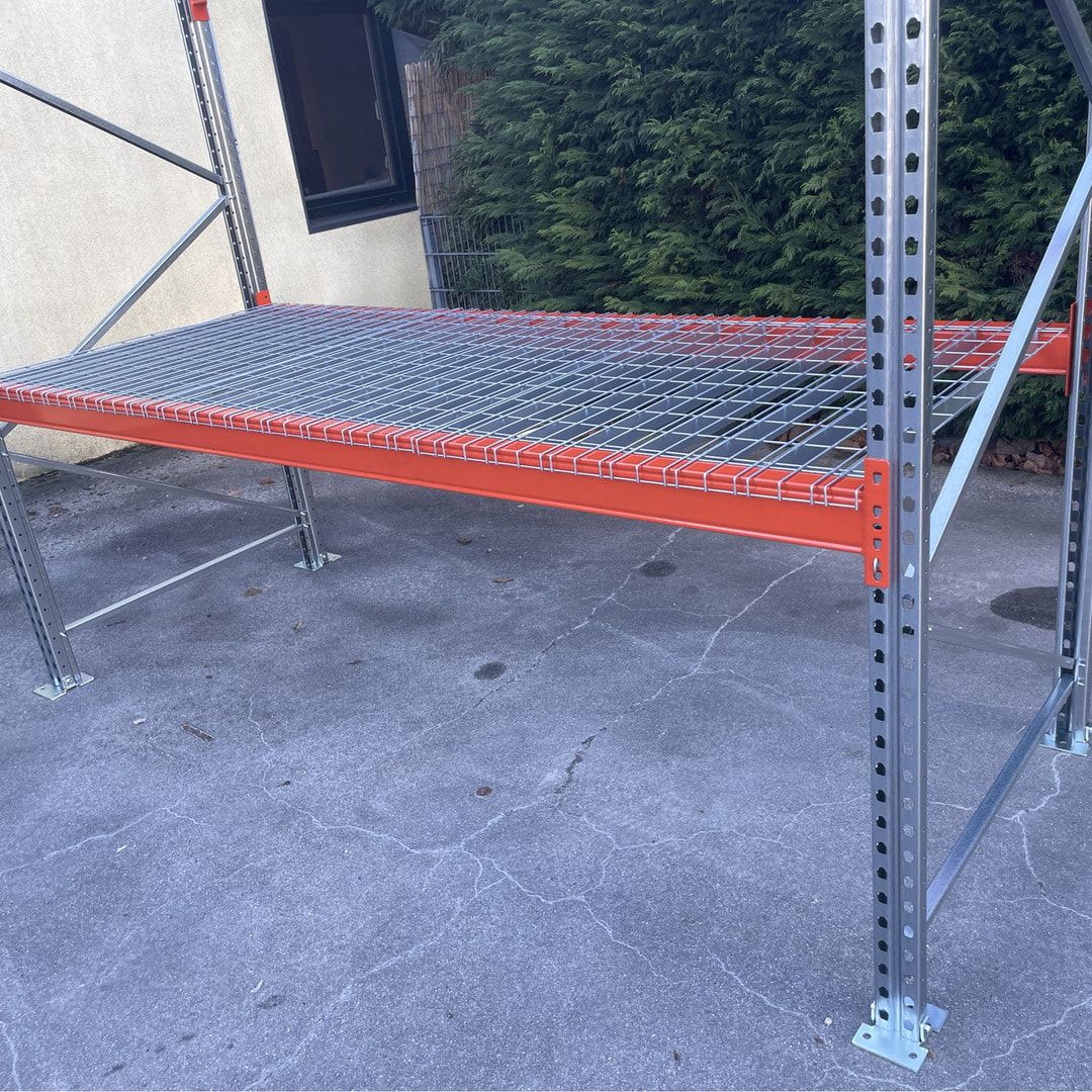 10 x Drahtgitterboden für Palettenregale, Fachbreite 2.700 mm, Tiefe 1.100 mm, vorverzinkt, 1.000 kg je Quadratmeter, Regalgitterelement Gittereinlage