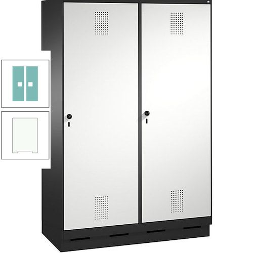 Doppel-Spind, Garderobenschrank, 2 Türen für 4 Abteile a 300 mm, Korpus anthrazitgrau, Türen anthrazitgrau, 1.800 x 1.200 x 500 mm (HxBxT)