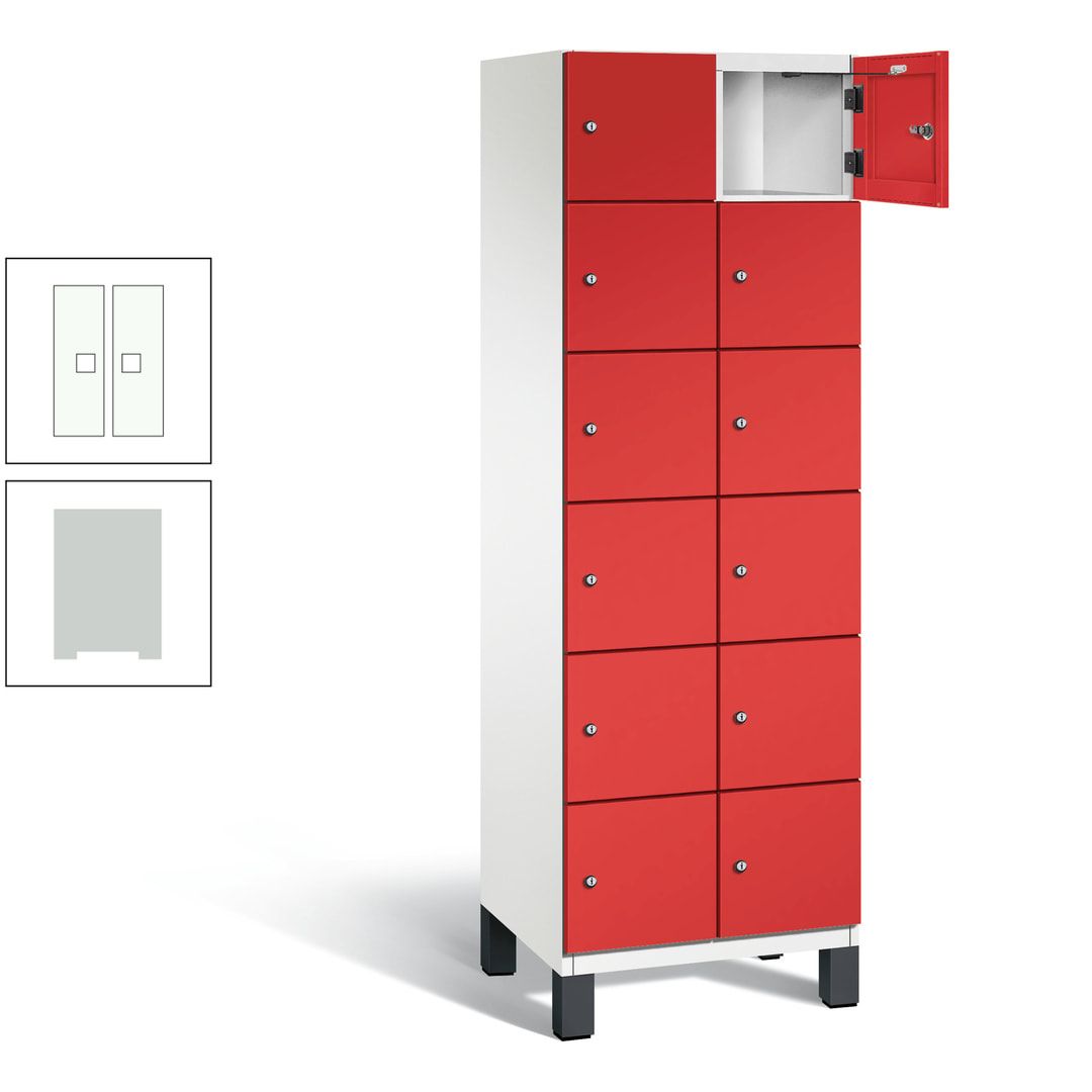 Fächerschrank, Stahlschrank, 12 Fächer, Türöffnungsbegrenzer, Füße, 1.980 x 600 x 525 mm (HxBxT), Korpus anthrazitgrau, Front anthrazitgrau