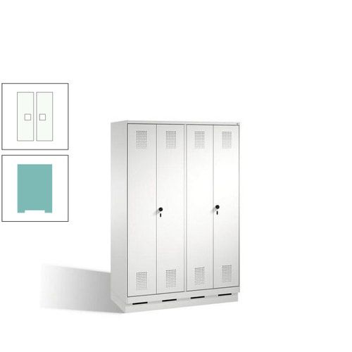 Doppel-Spind, Doppeltüren, Garderobenschrank mit Sockel, 4 Abteile a 300 mm, Korpus anthrazitgrau, Tür anthrazitgrau, 1.800 x 1.200 x 500 mm (HxBxT)