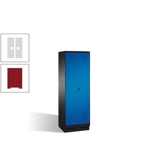 Doppel-Spind, Doppeltüren, Garderobenschrank mit Sockel, 2 Abteile a 300 mm, Korpus anthrazitgrau, Tür anthrazitgrau, 1.800 x 600 x 500 mm (HxBxT)