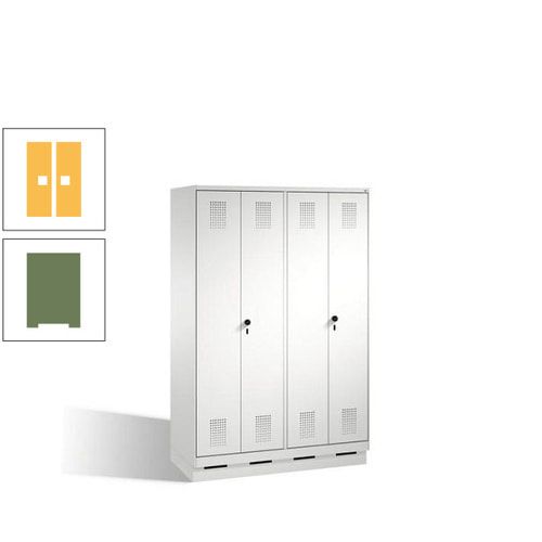 Doppel-Spind, Doppeltüren, Garderobenschrank mit Sockel, 4 Abteile a 300 mm, Korpus anthrazitgrau, Tür anthrazitgrau, 1.800 x 1.200 x 500 mm (HxBxT)