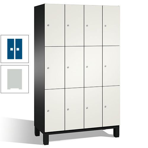 Fächerschrank, Stahlschrank, 12 Fächer, Türöffnungsbegrenzer, mit Füßen, Korpus lichtgrau, Tür anthrazitgrau, 1.980 x 1.200 x 525 mm (HxBxT)