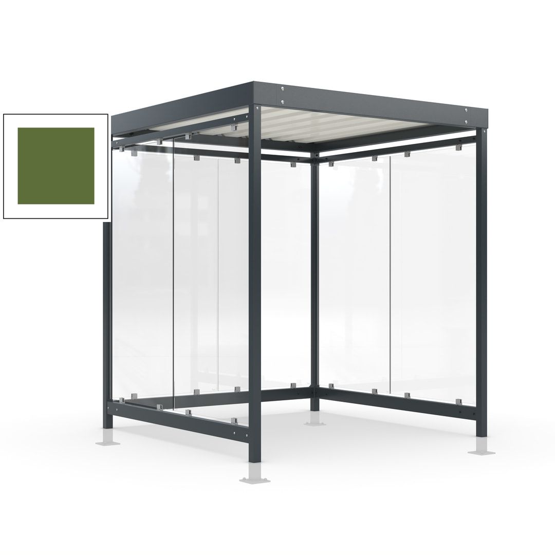 Raucherunterstand, Bushaltestelle, Bausatz, mit Überpflasterung, 6-7 Personen, 6 Wände, 2.440 x 2.165 x 2.165 mm (HxBxT), Achatgrau