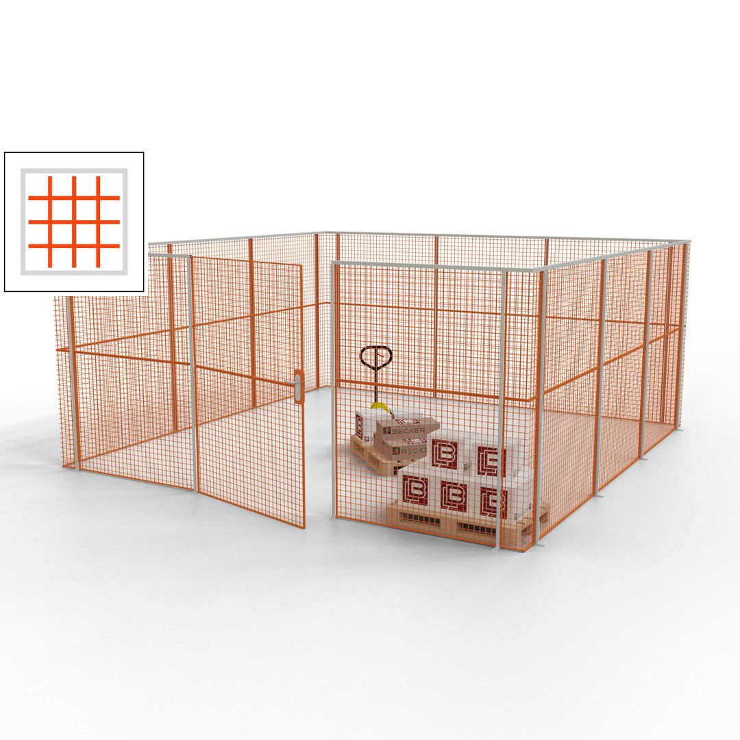Maschinen Schutzgitter - Hallentrennwand - Sicherheitszaun - Tür - 18 m - 2.200 x 4.900 x 4.900 mm (HxBxT) - enzianblau